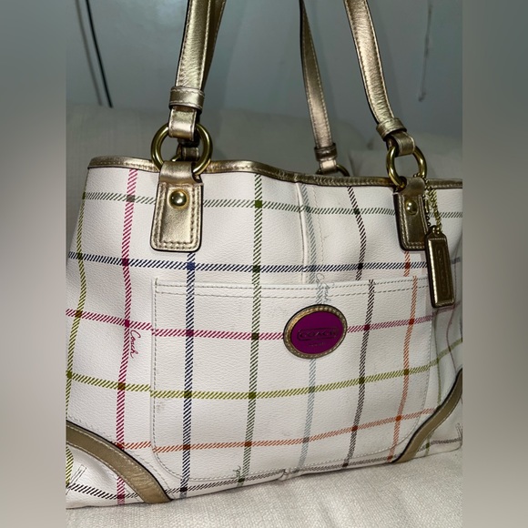 Coach Peyton Tattersall Multicolor Plaid Tote - Picture 2 of 4